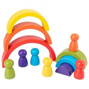 Ensemble de jouets empilables en bois arc-en-ciel pour enfants, blocs de puzzle, couleurs assorties, jouets educatifs et educatifs pour enfants, cadeau d'anniversaire - Neuf