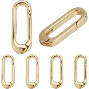 ERYI-1 Boîte De 6 Clips Pour Anneaux Toriques, Anneaux Toriques À Ressort En Laiton Plaqué Or 18 Carats, Longs Et Ovales, Clips Pour Anneaux De Sac À Main, Mousquetons À Ressort, Fermoirs, Porte- - Neuf
