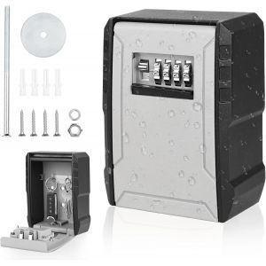 Secure Key Box,Key Safe With 4 Digit Digital Code,Secure Outdoor Key Box,Waterproof Wall Key Box,Large,Waterproof Key Box (Grey) - Neuf