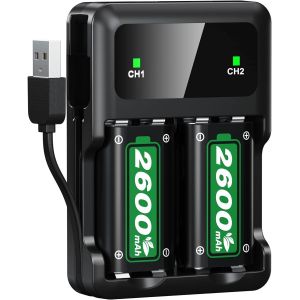 CMWX-6200mWh(2600mAh) Batterie pour Xbox One/Xbox One S/X/Xbox Series X/S, 2.5 Heures de Charge Rapide Rechargeable Batteries pour Xbox Series X/S/Xbox One/One S/One X/One Elite - Neuf