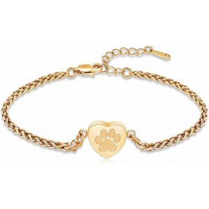 Kalsw-Bracelet D'urne En Forme De Coeur Pour Animaux De Compagnie Cendres Paw Print Bracelet Pour Chien Chat Cendres En Acier Inoxydable Memorial Keepsake Bijoux De Crémation - Neuf