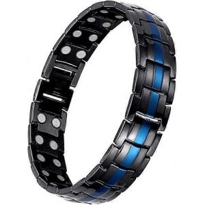 Bracelet Magn&eacute;tique Pour Homme, Bracelet Magn&eacute;tique Double Aimant Puissant 3500 Gauss Avec Outil De R&eacute;glage, Maillons Bleus Et Noirs - Neuf