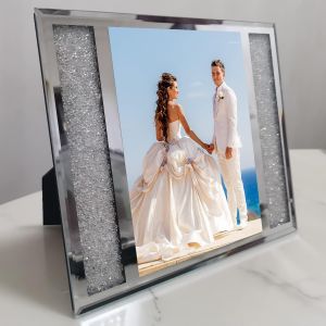 Cadre Photo 13X18Cm Argent En Verre,Cadres Photo Mariage,Cadre Photo Pailleté,Pour Photos De Bébé,Photos De Famille Et Photos De Mariage,Cadeau - Neuf