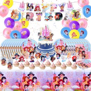 SJZG-Decoration Anniversaire Princesse, 103 Pi&egrave;ces Vaisselle De F&ecirc;te Princesse Enfant, Deco Princesse Anniversaire Ballon,Fournitures F&ecirc;te Princesse Filles - Neuf