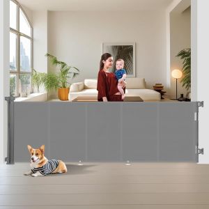 Barrière De Sécurité Rétractable 3m,Barriere De Securite Enfant Extensible,Barriere De Securite Enroulable Pour Escaliers Et Couloirs Gris - Neuf