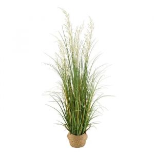 Herbe Artificielle en Pot 119,4 cm-Duoku-avec Panier Tress&eacute;-Plante D&eacute;corative pour Int&eacute;rieur et Ext&eacute;rieur-Jardin-Bureau - Neuf