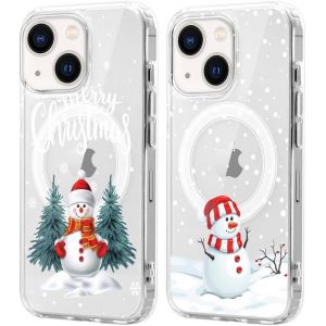 SJZG-2 Pi&egrave;ces No&euml;l Coque Magn&eacute;tique Pour Iphone 13 Mini 5.4'', Etui En Motif Dessin Cadeau De No&euml;l Compatible Avec Magsafe, Antichoc Housse Christmas Silicone Tpu Bumper Cover, Sapin De No&euml;l - Neuf