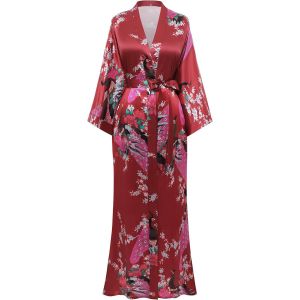 Kimono Robe De Nuit Femme Robe De Chambre Longue Robe De Nuit Peacock Kimono Long Chemise De Nuit Kimono 53""/135cm - Neuf