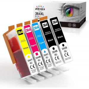 364Xl 364 Xl Ink Cartouches D'Encre Compatible Pour Hp 364 364Xl Pour Hp Photosmart 5520 5510 5512 5515 6520 6525 6510 Deskjet 3520 Officejet 4620 4622 (Noir Cyan Magenta Jaune,5-Pack) - Neuf