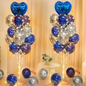 2 Pcs Kit De Support De Ballon, 1.3 M Led Porte Ballons, Bleu Fonc&eacute; D&eacute;corations De Ballons, Accessoires De Support &Agrave; Ballon Avec Lumineux, Pour Mariages, Anniversaires, No&euml;l, Anniversaires - Neuf