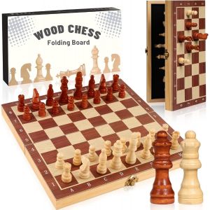 Eryi-Échiquier Bois Haute Qualité, Jeu Echec Magnétique Pliable, Sûr Sans Odeur Jeux D'échec, Durables Jeu D'échecs Magnétique, Aspiration Magnétique Super Puissante Jeux Echec Bois - Neuf