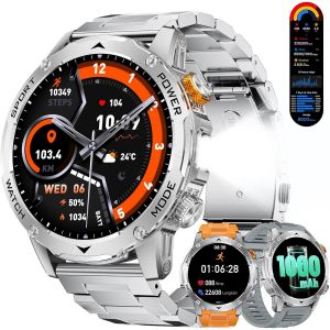 Checarzhn--No1-Montre Connectée Homme, Appel Bluetooth Et Assistant Vocal, Batterie 1000 Mah, Lampe Torche Led, Grand Écran 1,75"", 100+ Modes Sportifs, Smartwatch Pour Android Ios, Argent - Neuf