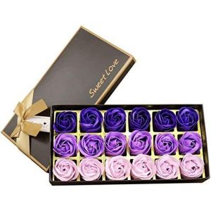 Txyk 18pcs Savon Rose Fleur-Flora Savon Parfumé Fleur Rose-Plante Huile Essentielle Savon,Cadeau Pour Anniversaire/Anniversaire/Mariage/Boîte De Saint Valentin (Violet) - Neuf