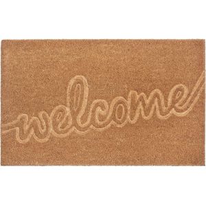 Gjfty-Hanse Home Paillasson En Coco Pour L'intérieur - 45 X 75 Cm - Paillasson En Coco - Design Welcome - Antidérapant - Pour Entrée Et Extérieur Couvert - Naturel - Neuf