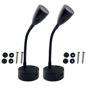 2pcs 12v Dimmable A Mené La Lumière De Lecture De Rv, Bateau De Chevet Mural Col De Cygne 3200k Avec Chargeur Usb Et Variateur De Caravane Van Voiture Camion - Neuf