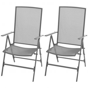 Prolenta Premium - Chaises Empilables De Jardin Lot De 2 Acier Gris - Neuf