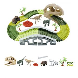 Circuit de course de dinosaures de 112 pi&egrave;ces pour enfants avec voiture &eacute;lectrique et accessoires, &agrave; partir de 3 ans - Neuf