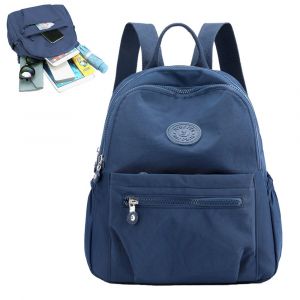 Petit sac &agrave; dos en nylon pour femme - Sac de courses l&eacute;ger et d&eacute;contract&eacute; - Bleu fonc&eacute; - Neuf