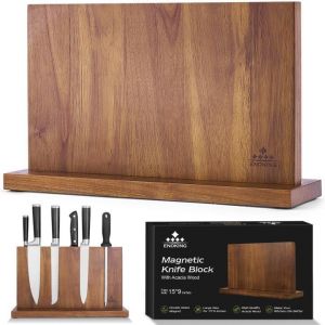 Chenquansarl-Grand Bloc À Couteaux Magnétique 38,6 X 23 Cm, Double Face Porte Couteaux Aimanté, Bloc Couteaux Cuisine En Bois D'acacia, Range Couteau De Cuisine Avec Aimant Puissant - Neuf