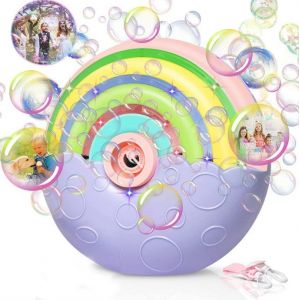 Machine à bulles automatique, jouet souffleur de bulles pour enfants de 3, 4, 5 et 6 ans, plus de 1 500 bulles, machine à bulles arc-en-ciel portable pour extérieur, fête, mariage - Neuf