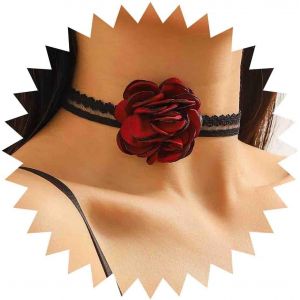 Kal-Collier Ras Du Cou En Dentelle Fleurie Noire Collier En Dentelle Rose Rouge Collier En Dentelle Gothique Tatouage Collier Fleurie Rose Vintage Collier Cosplay Lolita Bijoux Pour Femmes Filles - Neuf