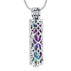 Eryi-Collier Avec Pendentif Urne Funéraire Avec Fiole Cylindrique Creuse - Bijou Funéraire Pour Cendres - Pour Homme Et Femme - Neuf