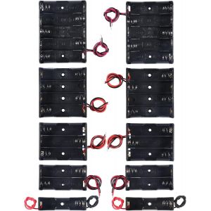 Yemaesre-Lotde 10 Boîtiers De Rangement Pour Piles Aa 1,5 V 1/2/3/4 X 1,5 V 1/2/3/4/5 Emplacements En Plastique Noir Pour Piles Aa - Neuf