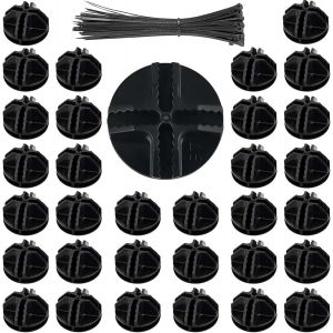 SUBZONAL-40 Pcs Connecteurs en Plastique Cube de Grille Connecteurs Organizer, Armoire Modulaire Cube Connecteurs pour Cubes de Rangement avec 80 Attaches de C&acirc;bles - Noir - Neuf