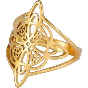 Bague Noeud De Sorci&egrave;re Pour Femme En Acier Inoxydable Chic &Eacute;l&eacute;gant Style G&eacute;om&eacute;trique Sorcellerie Celtique Trinit&eacute; Bague Wiccan Bijoux Cadeau F&ecirc;te Des M&egrave;res Anniversaire - Neuf