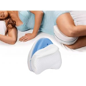 Coussin Pour Les Jambes, Soutien Du Dos Et Des Genoux, Mousse &Agrave; M&eacute;moire De Forme, Bleu/Blanc - Neuf