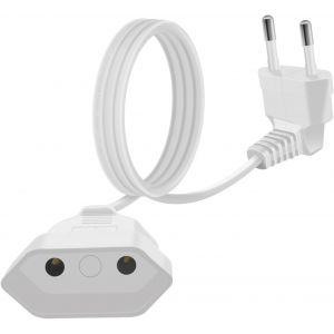 Rallonge C&acirc;ble Euro 2.5A 250V 625W Rallonge d'alimentation Euro C&acirc;ble D'extension Euro Rallonge Electrique Plate, pour &eacute;lectrom&eacute;nagers TV Moniteur D'Ordinateur (Blanc, 2m) - Neuf