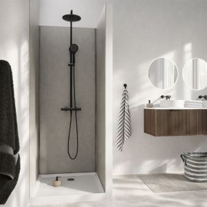 Pack 3 Panneaux Muraux Pierre Light Grey 90x210cm et Profil&eacute;s Chrome - STONE'IT - Neuf