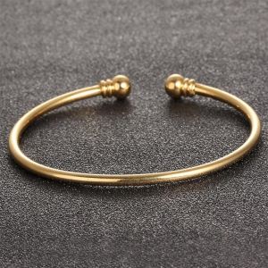 Femmes Cuivre Jaune Or Plaqué Bracelet Smooth Torque Bangle Réglable - Neuf