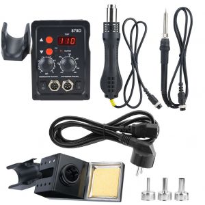 Station de retouche numerique 2 en 1 750 W, fer a souder, pistolet a air chaud a dessouder (prise UE 220 V) - Neuf