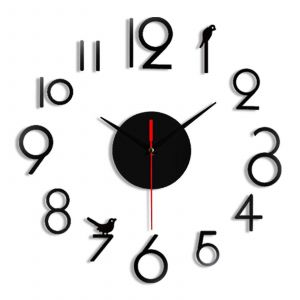 Horloge murale 3D sans cadre Horloge murale bricolage silencieux Numéro Autocollants muraux Décoration intérieure Art bricolage ornement Décoration de la chambre - Neuf