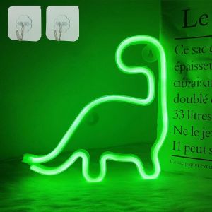 Dinosaur Neon Light Mignon LED Enseigne Au Néon Vert Néon Lumière USB & Batterie Alimenté Mur Néon Lumière Dinosaure Veilleuse pour Enfants Chambre Éclairer Dinosaure Cadeaux pour Fête Bar De Noël - Neuf