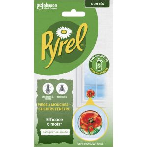 KALANKA-Piege A Mouches Et Mouches A Fruits - Sticker Fenetres Coquelicot Rouge X6 - Neuf