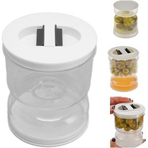KAL-Pot À Cornichons Avec Séparateur De Jus Humide/Sec -Bocal Hermétique En Abs, Design Sablier Transparent & Passoire Amovible Pour Olives, Légumes Et Stockage Alimentaire - Neuf