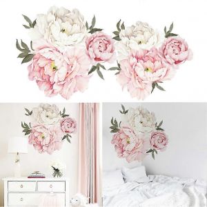Rose Pivoine Fleur Fleur Autocollants Muraux Enfants Art Bébé Crèche Décor Autocollant Décoratif Enfants Chambre Crèche Mur Dec - Neuf