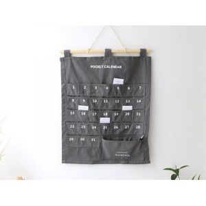 Sac de rangement pour calendrier suspendu avec 32 poches - Gris - Lot de 2 - Neuf