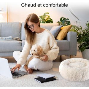 Kalanka-Panier Chien Et Chat En Peluche Douce Et Moelleuse Avec Coussin Confortable Et Antid&eacute;rapant,76cm - Facile &Agrave; Laver En Machine,Beige - Neuf