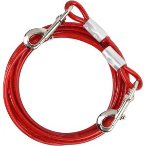 10 M Laisse Pour Animaux De Compagnie, 6mm, Jusqu'&agrave; 250 Kg, C&acirc;ble D'attache Chiens Petite Medium Grande Anti-Morsure, Cha&icirc;ne S&eacute;curit&eacute; Longe Chien Avec Crochet Pivotant Pour Ext&eacute;rieur (Rouge, 10m) - Neuf