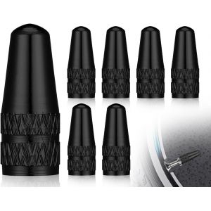 Kal-6 Pièces Bouchons De Valve Noirs Bouchons De Valve De Vélo Français En Aluminium Capuchons De Valve De Vélo Compatibles Avec Bouchon De Valve D'air Pneu De Vélo Presta - Neuf