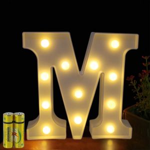 (M) Lettres Lumineuses Alphabet Lampe Led Lumineuse Lettres Lumineuses Lettre Déco Fonctionne Avec Piles Pour Fête Mariage Maison Bar Décoration - Neuf