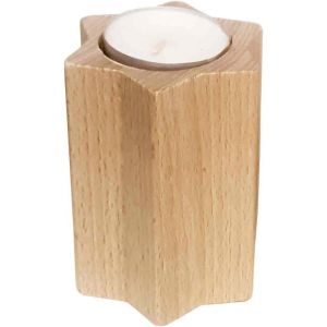 KALANKA-Holzspielzeug 40029 - Porte-Bougie à réchaud en Forme d'étoile, en Bois, Naturel, Environ 9 cm, décoration pour Les Grandes Occasions des Monts Métallifères. - Neuf