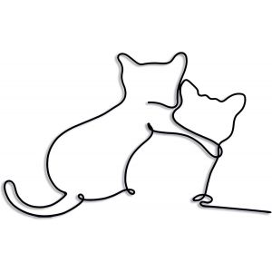 Décoration murale en métal en forme de chat | Décoration murale en métal | Décoration murale minimaliste pour chambre et salon (câlin) - Neuf