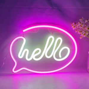ERYI-Hello Néon,Bonjour Neon Lights Led Néons Wall Decor Enseignes Au Néon Chambre Enfants Aire De Jeux Neon Party Room Decor Alimenté Par Batterie Ou Usb - Neuf