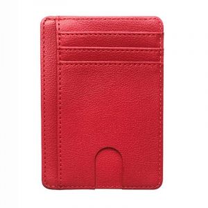 HUED-Nouveau portefeuille en cuir pour hommes bloquant RFID mince porte-carte de crédit affaires mâle Portable Mini sac à main de voyage pour homme-Rouge - Neuf