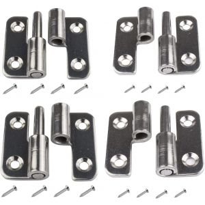 Lot de 4 charni&egrave;res de porte amovibles de 3,8 cm, charni&egrave;res de porte relevables, petites charni&egrave;res de drapeau &agrave; joint coulissant (2 pi&egrave;ces pour droitier + 2 pi&egrave;ces pour gaucher) - Neuf