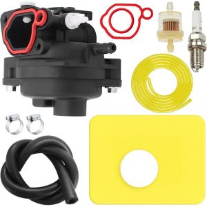 MEVRONISSHOP-799583 593261 carburateur pour Briggs & Stratton 591160 595656 591979 300E 450E 500E 550EX 125cc 140cc 08P502 09P602 Series Pi&egrave;ces de Moteur de Tondeuse &agrave; Gazon, avec Bougie d'allumage - Neuf
